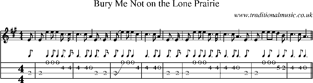 Mandolin Tab and Sheet Music for Bury Me Not On The Lone Prairie(1)