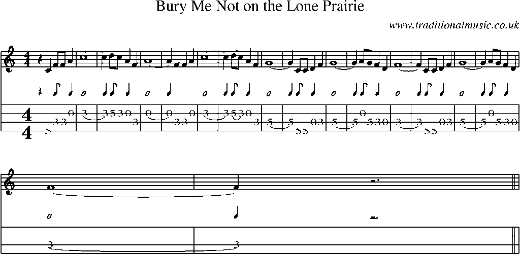 Mandolin Tab and Sheet Music for Bury Me Not On The Lone Prairie