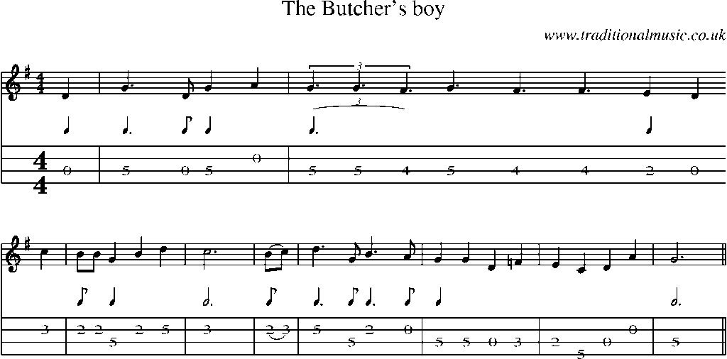 Mandolin Tab and Sheet Music for The Butcher's Boy