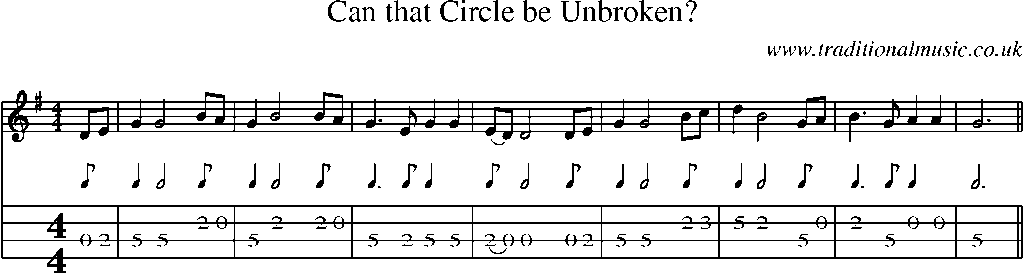 Mandolin Tab and Sheet Music for Can That Circle Be Unbroken?