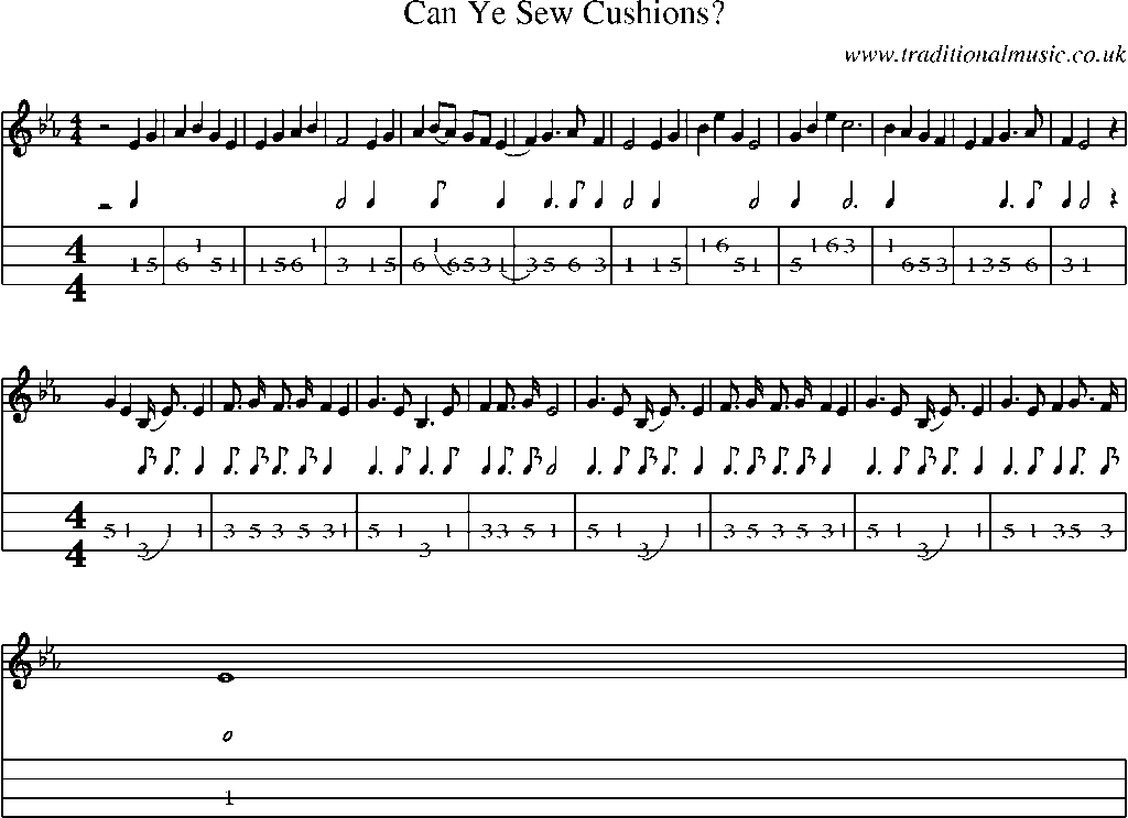 Mandolin Tab and Sheet Music for Can Ye Sew Cushions?
