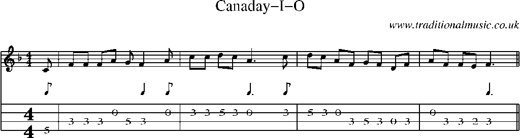 Mandolin Tab and Sheet Music for Canaday-i-o(1)