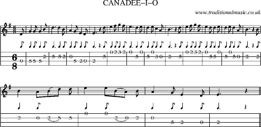 Mandolin Tab and Sheet Music for Canadee-i-o(2)
