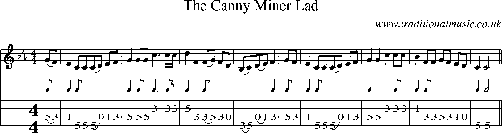 Mandolin Tab and Sheet Music for The Canny Miner Lad(1)