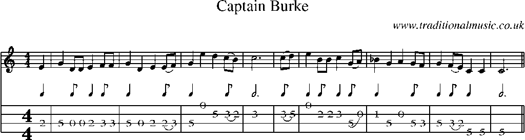 Mandolin Tab and Sheet Music for Captain Burke