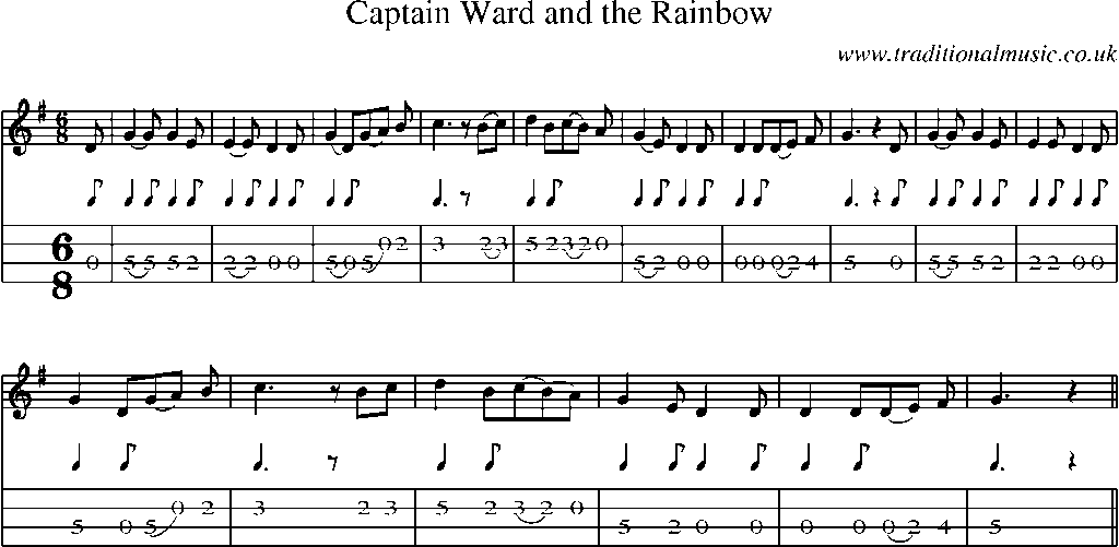 Mandolin Tab and Sheet Music for Captain Ward And The Rainbow