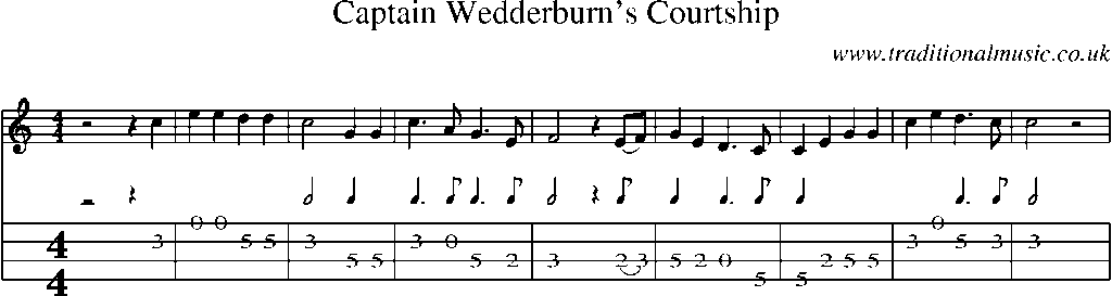 Mandolin Tab and Sheet Music for Captain Wedderburn's Courtship