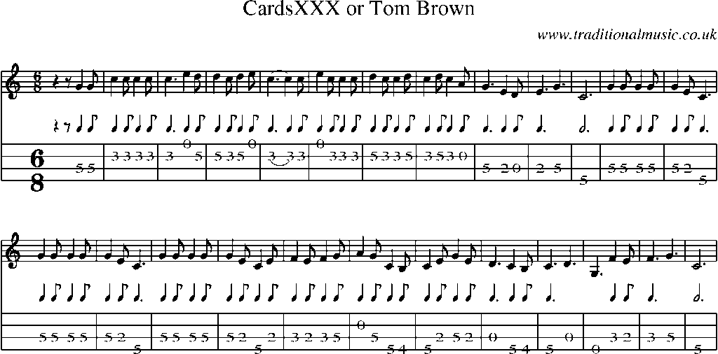 Mandolin Tab and Sheet Music for Cardsxxx Or Tom Brown