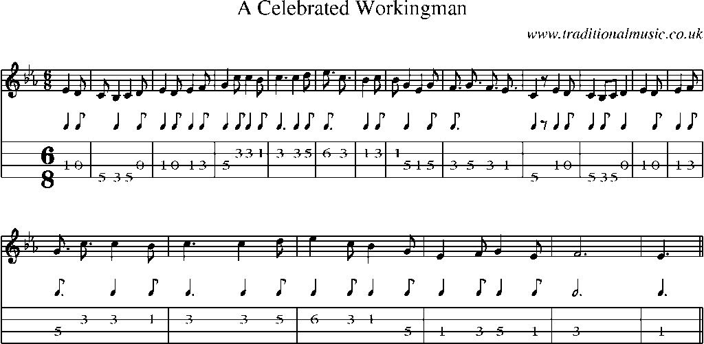 Mandolin Tab and Sheet Music for A Celebrated Workingman