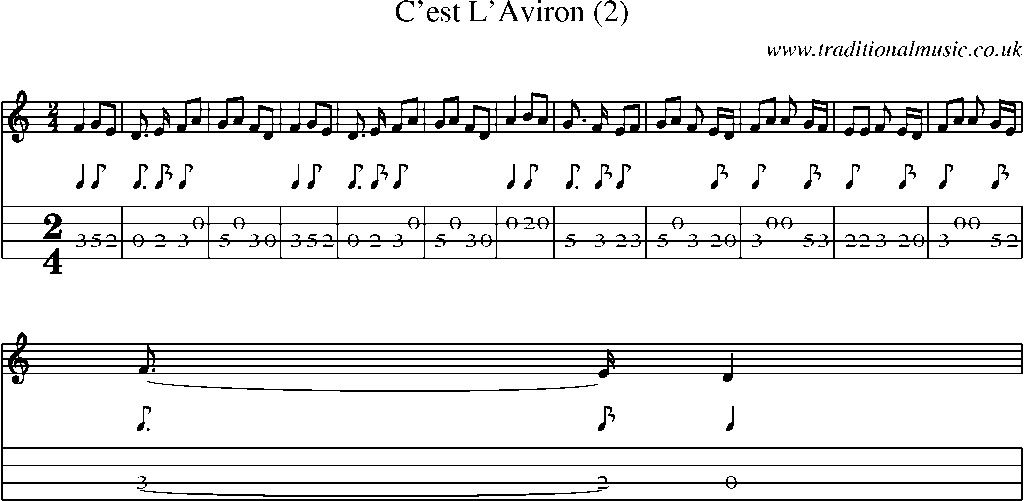 Mandolin Tab and Sheet Music for C'est L'aviron (2)