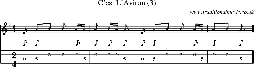 Mandolin Tab and Sheet Music for C'est L'aviron (3)