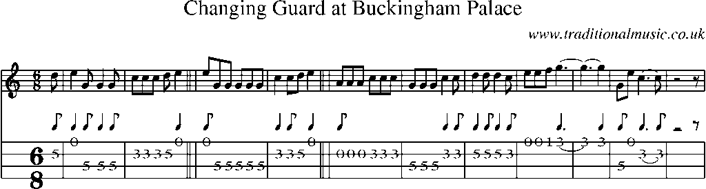 Mandolin Tab and Sheet Music for Changing Guard At Buckingham Palace