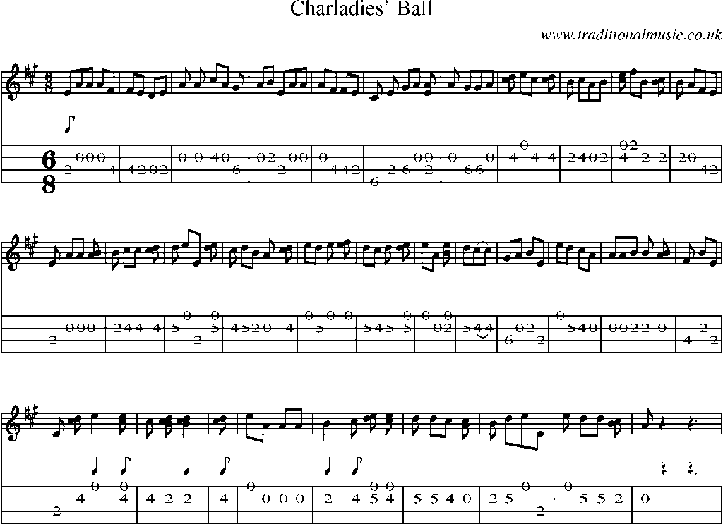 Mandolin Tab and Sheet Music for Charladies' Ball