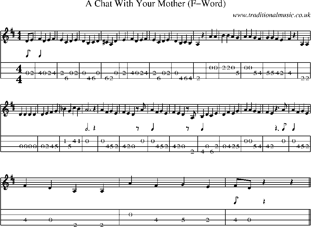 Mandolin Tab and Sheet Music for A Chat With Your Mother (f-word)
