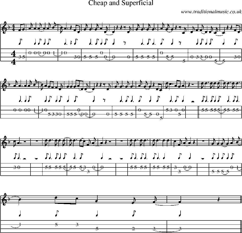 Mandolin Tab and Sheet Music for Cheap And Superficial