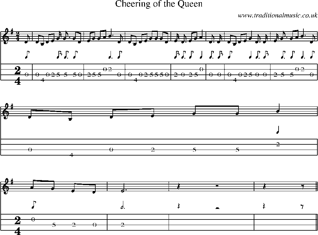 Mandolin Tab and Sheet Music for Cheering Of The Queen