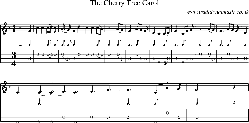 Mandolin Tab and Sheet Music for The Cherry Tree Carol