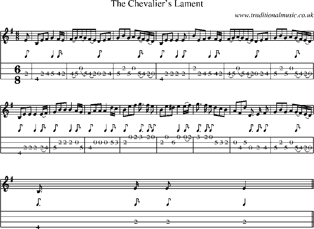 Mandolin Tab and Sheet Music for The Chevalier's Lament