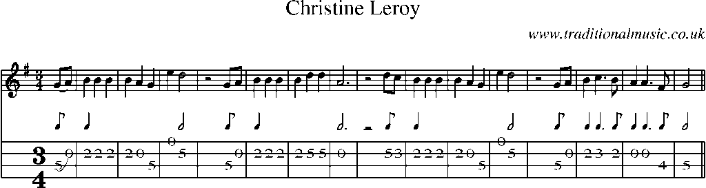 Mandolin Tab and Sheet Music for Christine Leroy