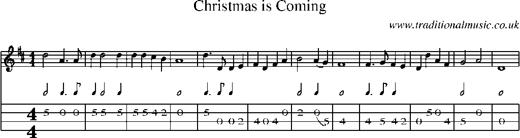 Mandolin Tab and Sheet Music for Christmas Is Coming