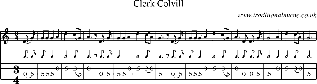 Mandolin Tab and Sheet Music for Clerk Colvill