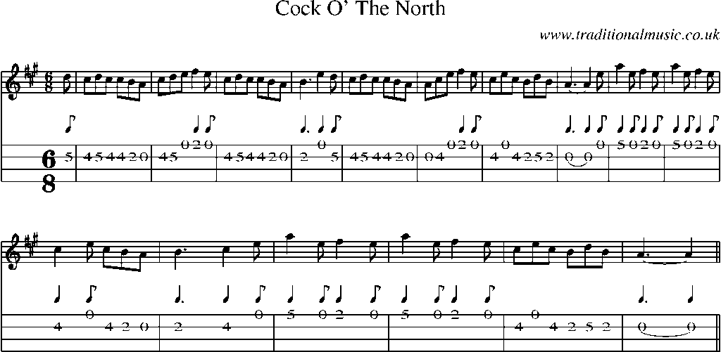 Mandolin Tab and Sheet Music for Cock O' The North