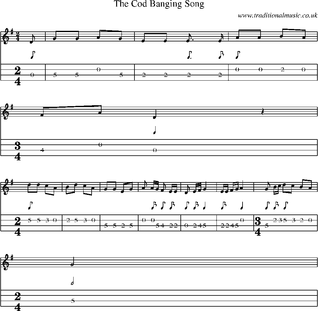Mandolin Tab and Sheet Music for The Cod Banging Song