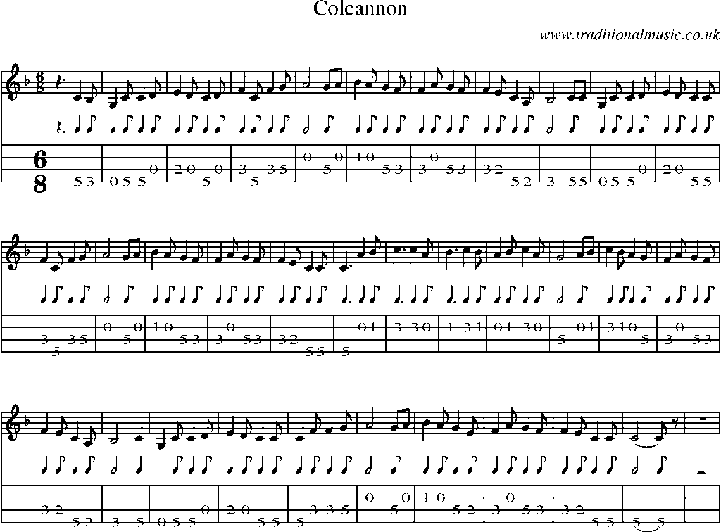 Mandolin Tab and Sheet Music for Colcannon(1)