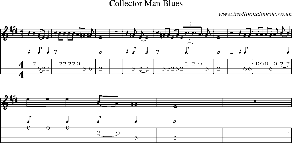 Mandolin Tab and Sheet Music for Collector Man Blues