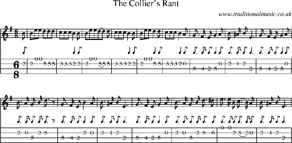 Mandolin Tab and Sheet Music for The Collier's Rant