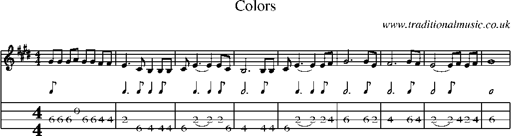 Mandolin Tab and Sheet Music for Colors