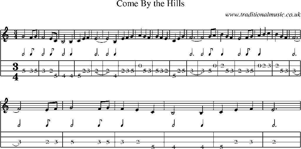 Mandolin Tab and Sheet Music for Come By The Hills(1)