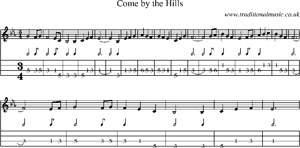 Mandolin Tab and Sheet Music for Come By The Hills