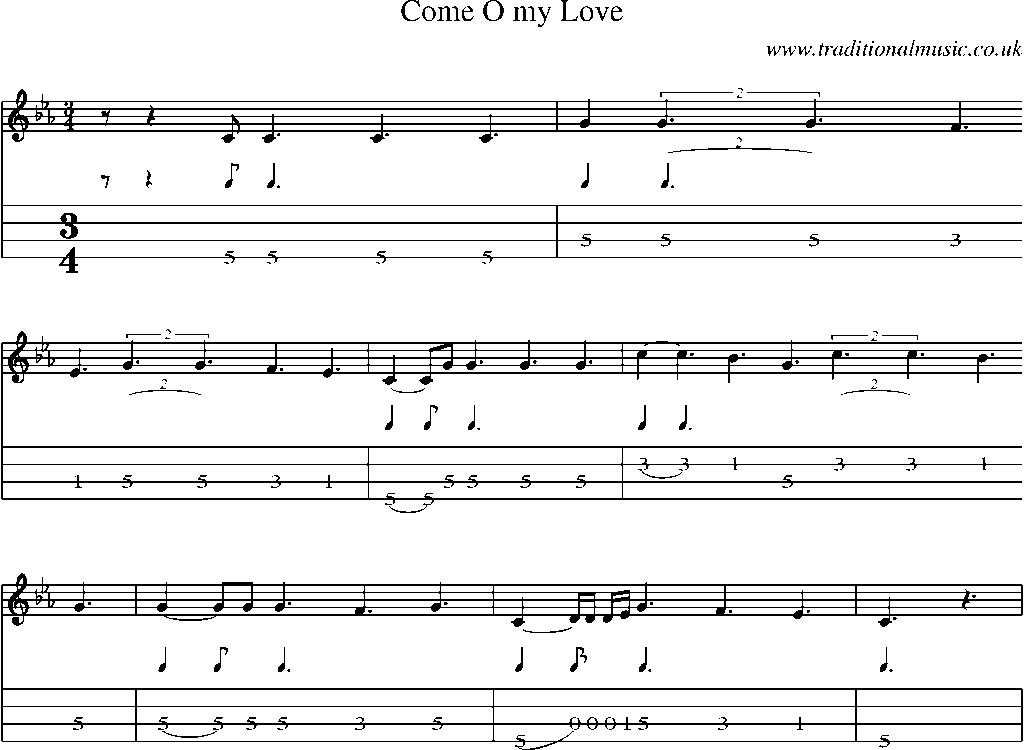 Mandolin Tab and Sheet Music for Come O My Love