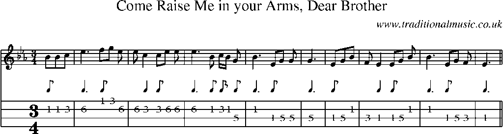 Mandolin Tab and Sheet Music for Come Raise Me In Your Arms, Dear Brother