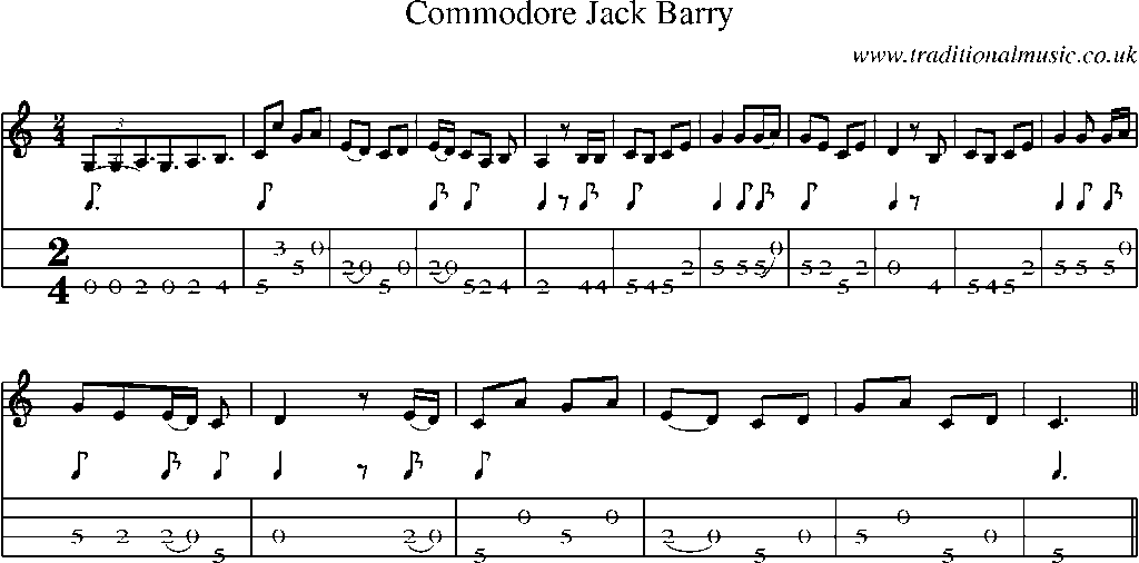 Mandolin Tab and Sheet Music for Commodore Jack Barry