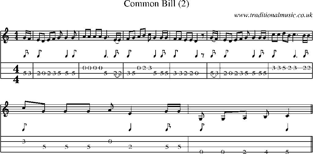 Mandolin Tab and Sheet Music for Common Bill (2)