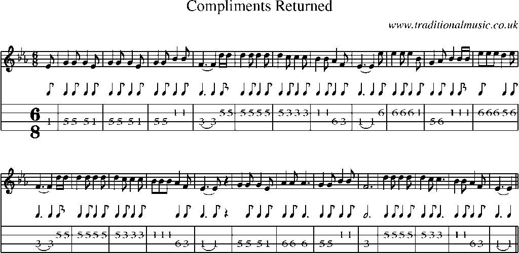 Mandolin Tab and Sheet Music for Compliments Returned