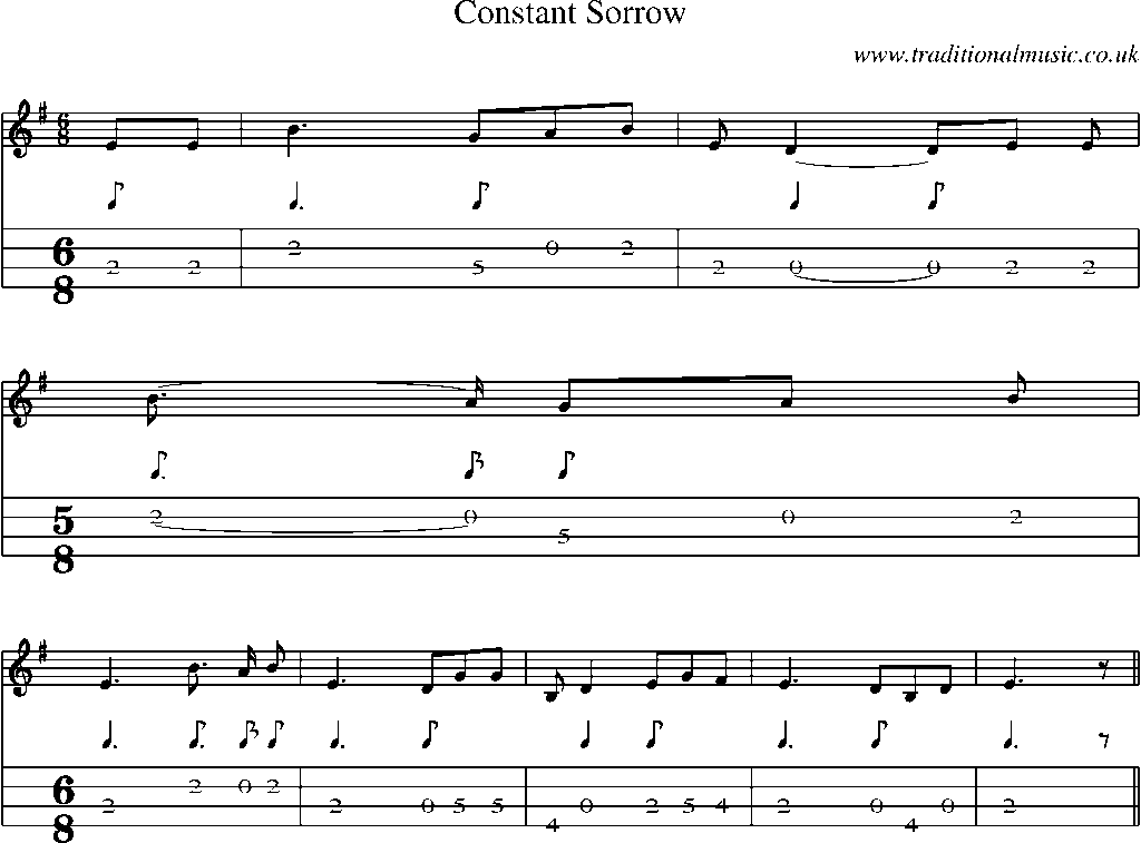 Mandolin Tab and Sheet Music for Constant Sorrow