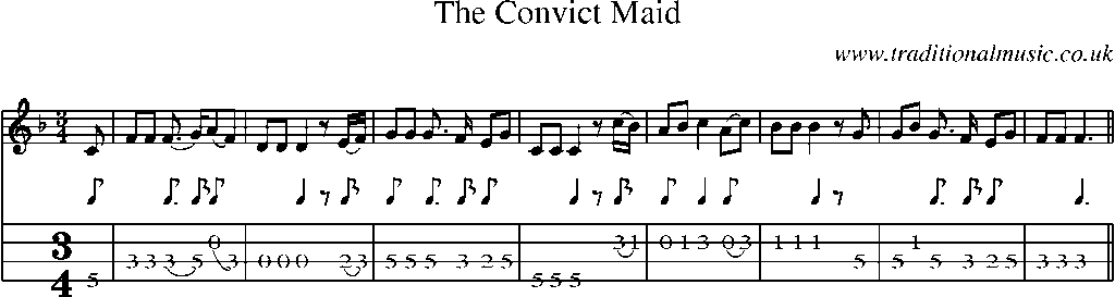 Mandolin Tab and Sheet Music for The Convict Maid(1)