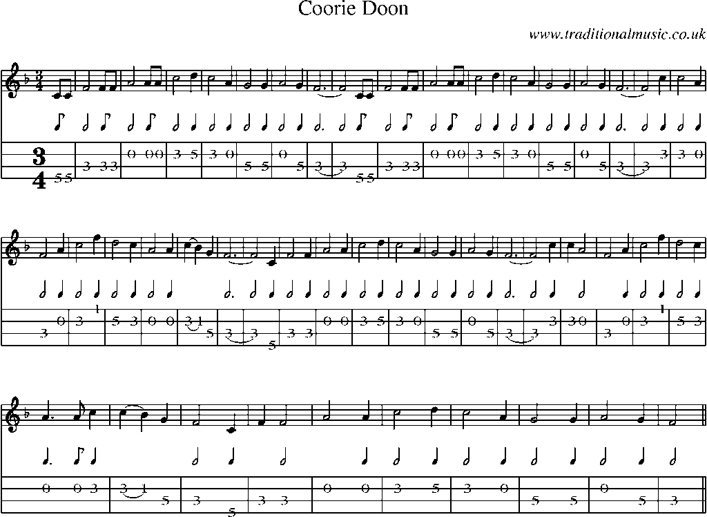 Mandolin Tab and Sheet Music for Coorie Doon
