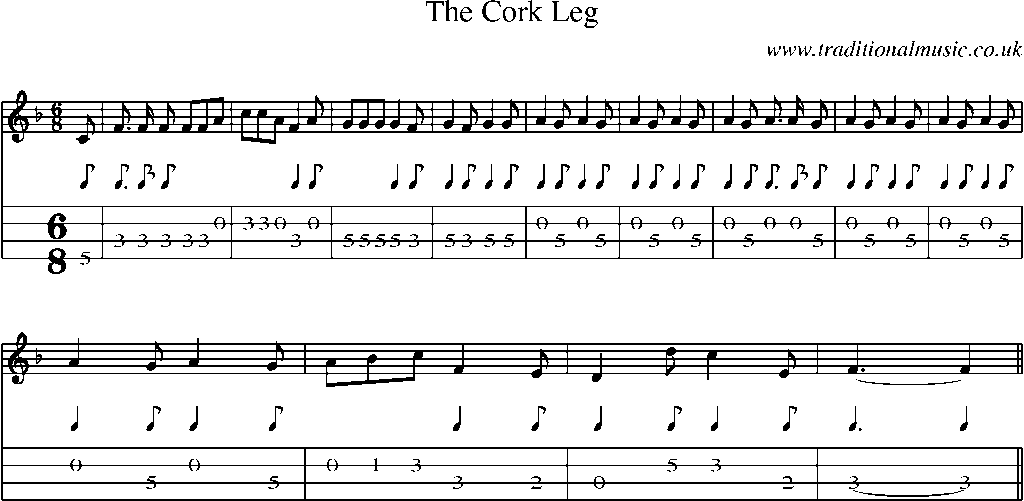 Mandolin Tab and Sheet Music for The Cork Leg
