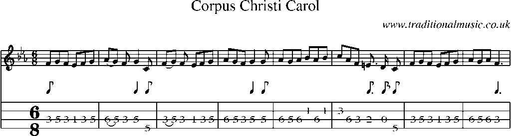 Mandolin Tab and Sheet Music for Corpus Christi Carol