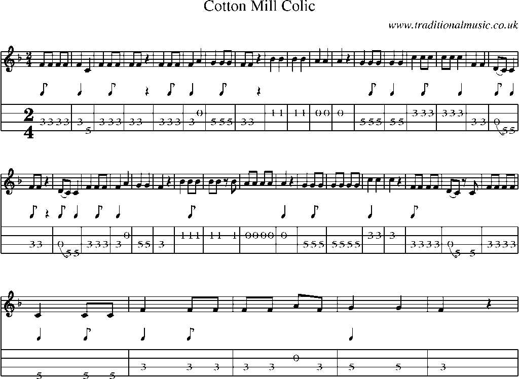 Mandolin Tab and Sheet Music for Cotton Mill Colic