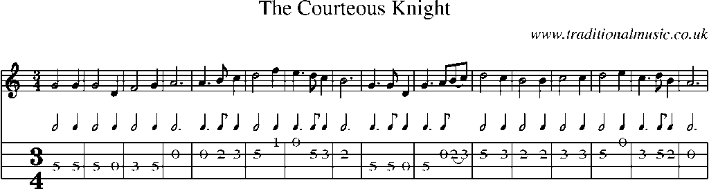 Mandolin Tab and Sheet Music for The Courteous Knight