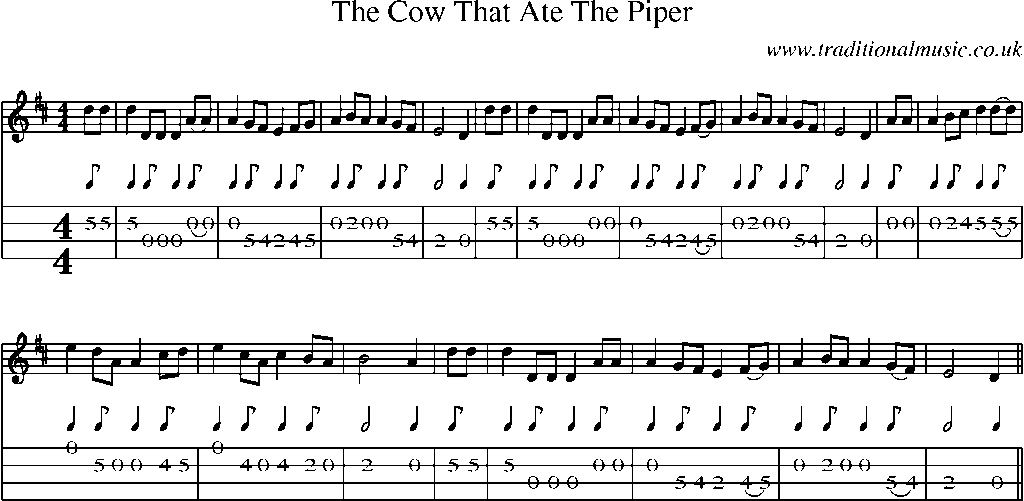 Mandolin Tab and Sheet Music for The Cow That Ate The Piper