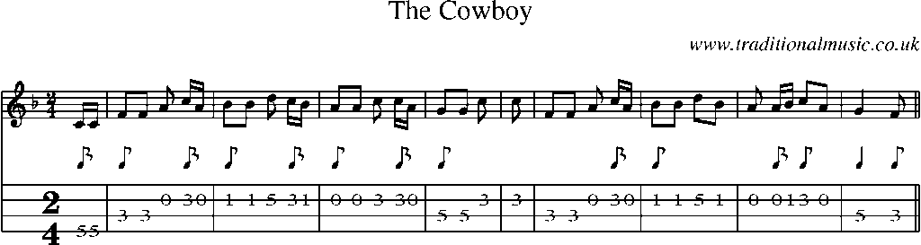 Mandolin Tab and Sheet Music for The Cowboy