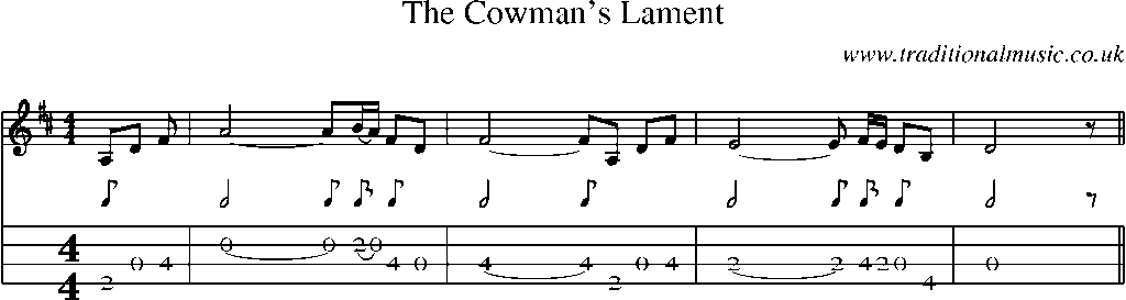 Mandolin Tab and Sheet Music for The Cowman's Lament