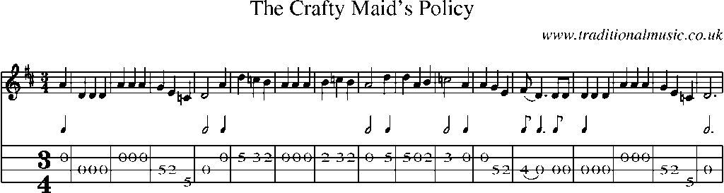 Mandolin Tab and Sheet Music for The Crafty Maid's Policy