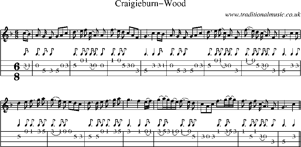 Mandolin Tab and Sheet Music for Craigieburn-wood